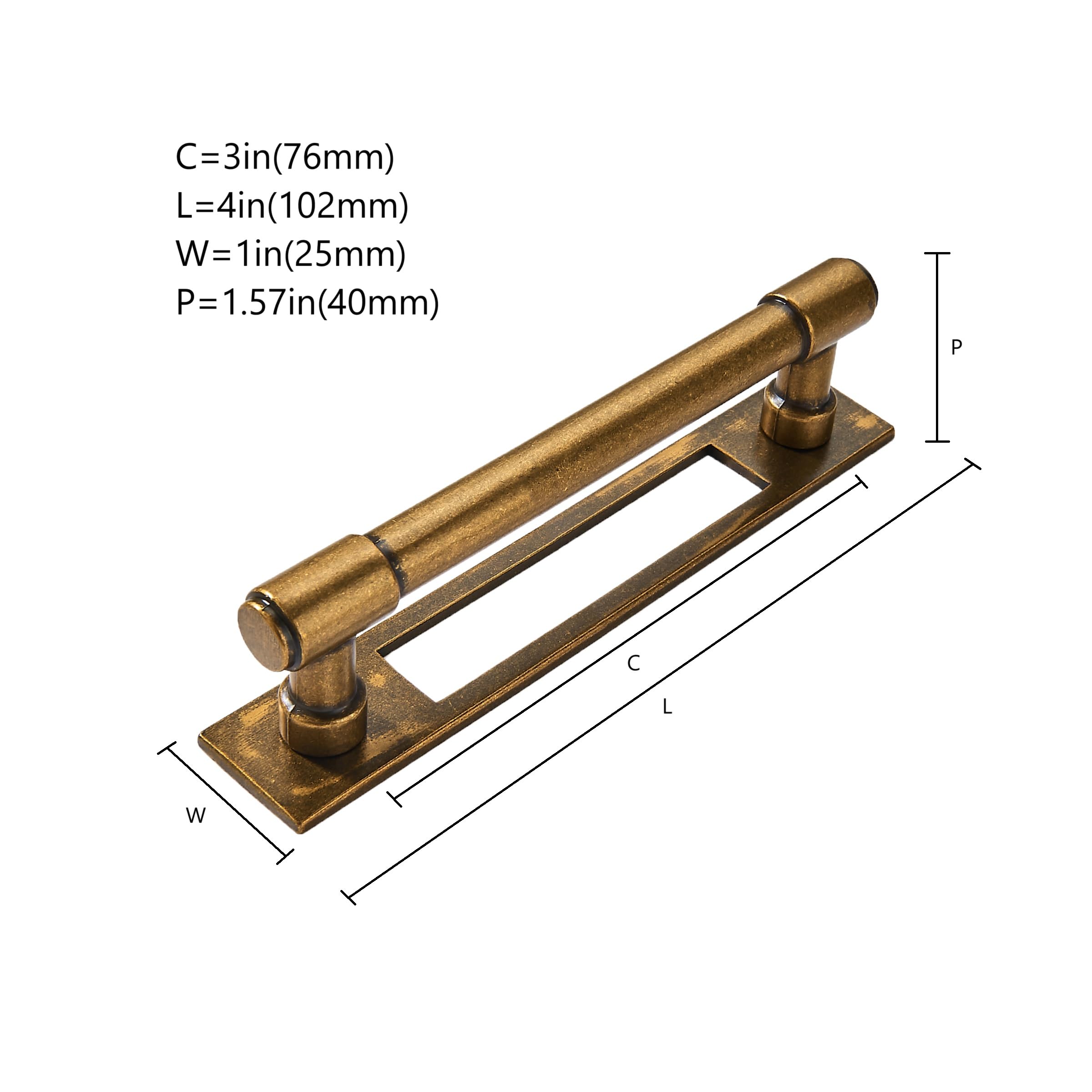 KHTUMEWARE-259 Antique Brass Cabinet Pulls CTC 3 in (76 mm) 5-Pack in Antique Brass — KHTUMEWARE