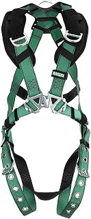 MSA V-Form Full Body Safety Harness Medium Green - Back/Shoulder D-Ring, Tongue Buckle, Superior Comfort & Mobility