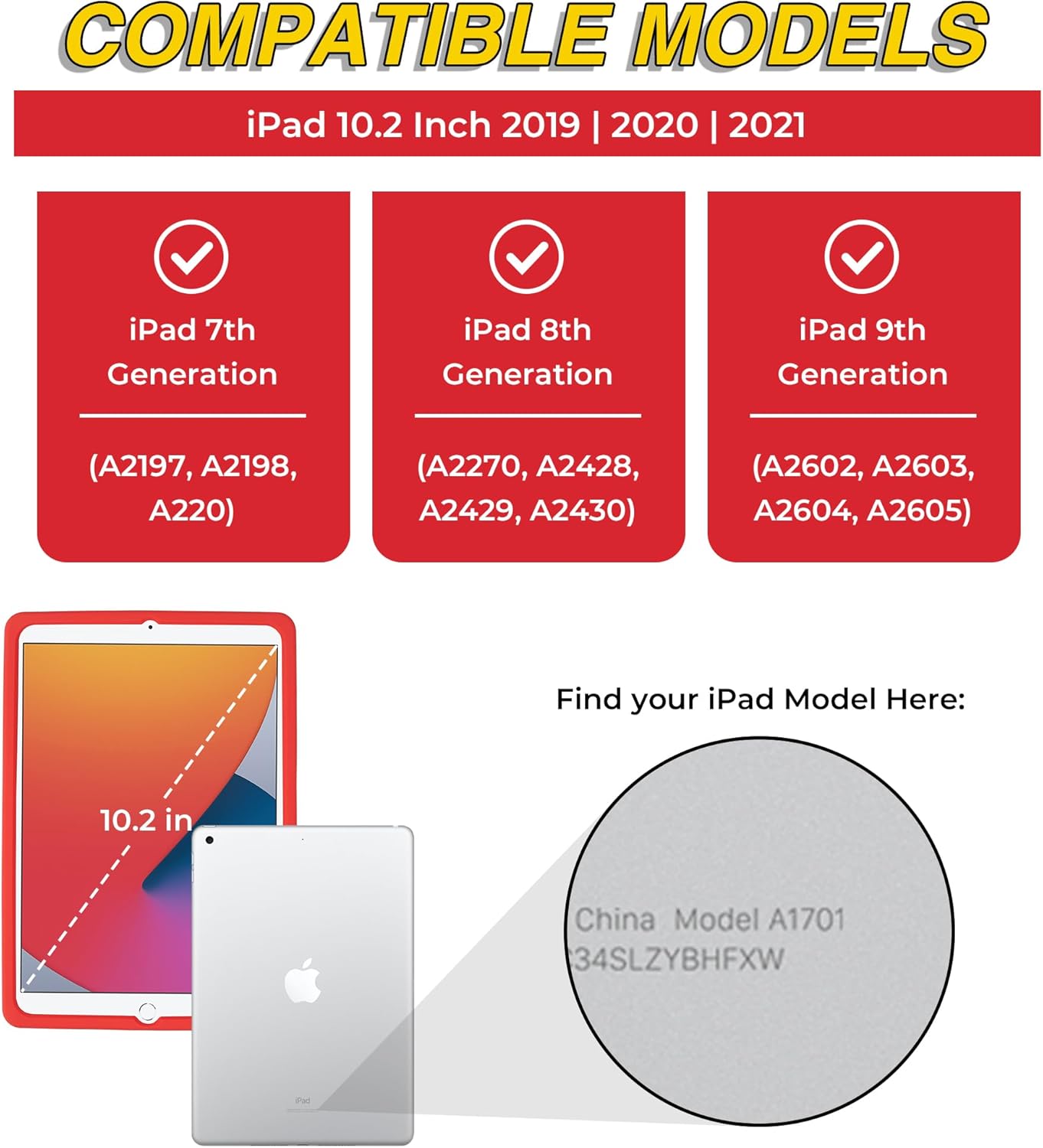 Sonic Kids Case for iPad - 9th Generation iPad, iPad 8th Generation, iPad 7th Generation Case - 10.2 Case 2019/2020/2021 - Tablet Cover with Stand, Shockproof Silicone Protector Sonic - Red