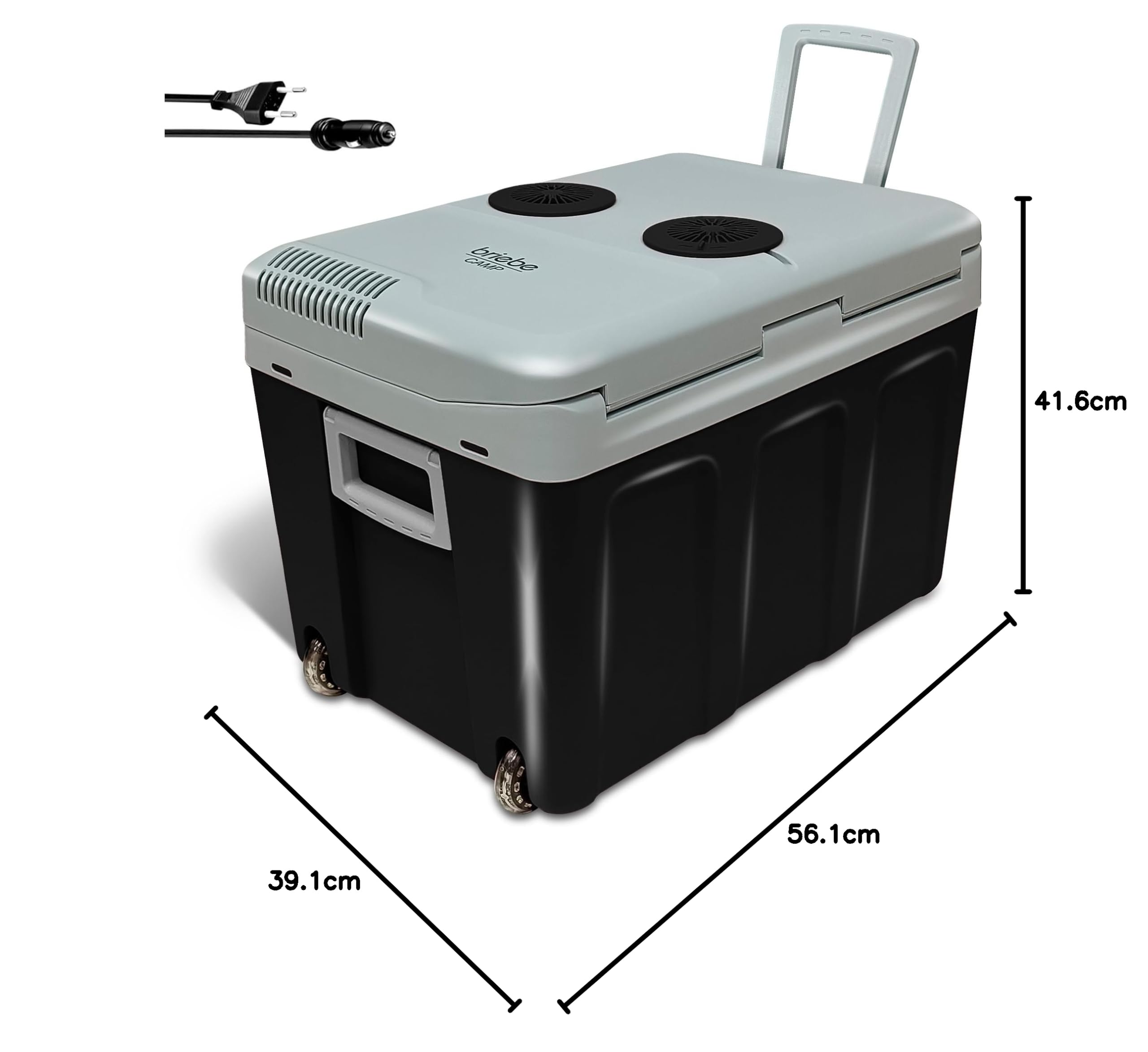 briebe Nevera Portátil Eléctrica de Viaje para Coche, Camping, 12V / 220V, Capacidad 40 L, Ruedas, Refrigera, Mantiene el Calor, Modo Bajo Consumo