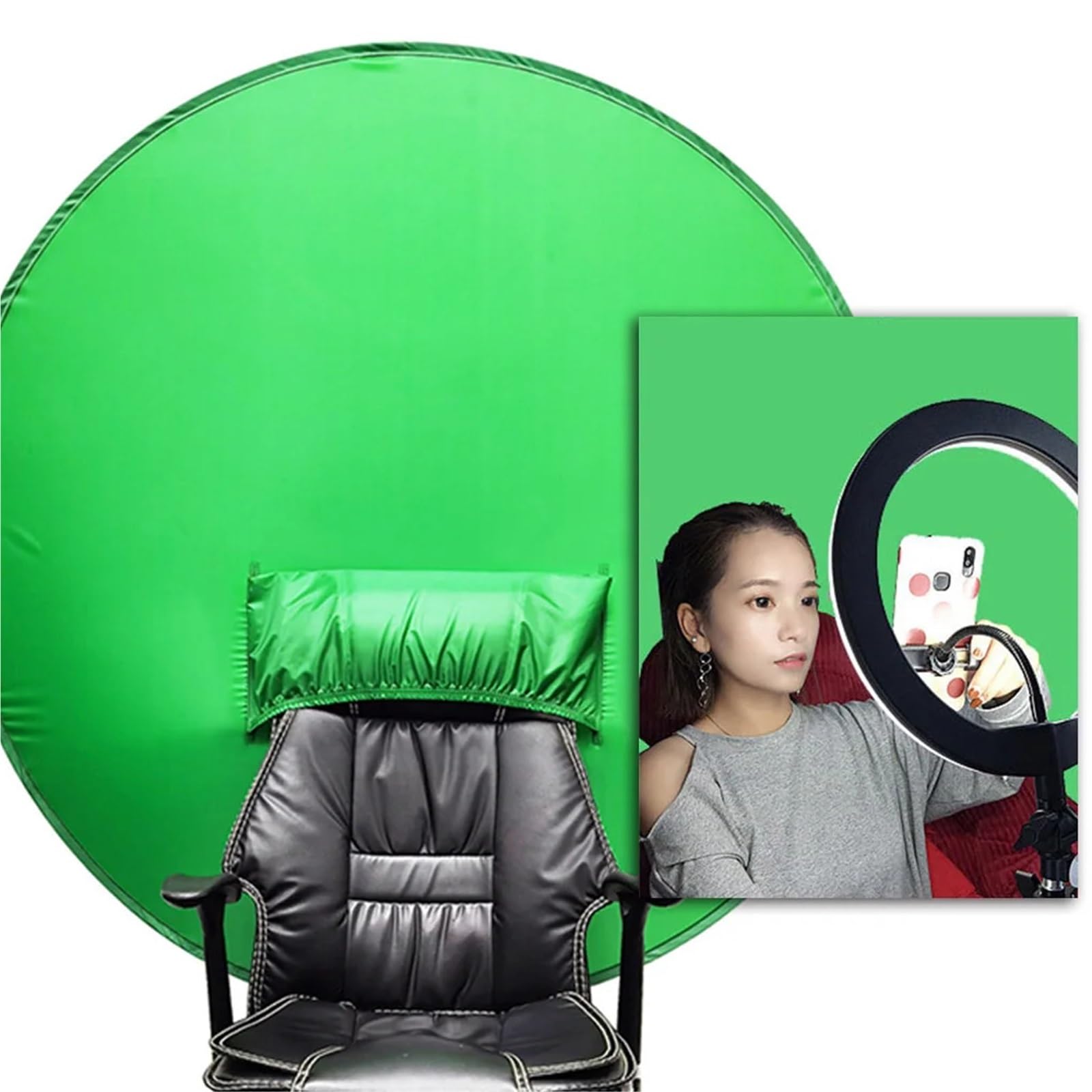 Girone Sfondi Fotografici Sfondo verde portatile montato su sedia, schermo verde, fotografia in streaming live, materiale pieghevole for fotografia di sfondo