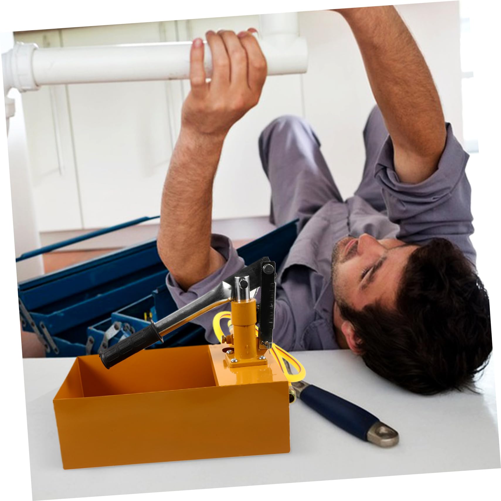 Ciieeo Pompa di Pressione Manuale 25kg per Tubazioni Ppr con Manometro Idraulico, Capacità 30m³/h, Materiale Alluminio, per Progetti di Costruzione