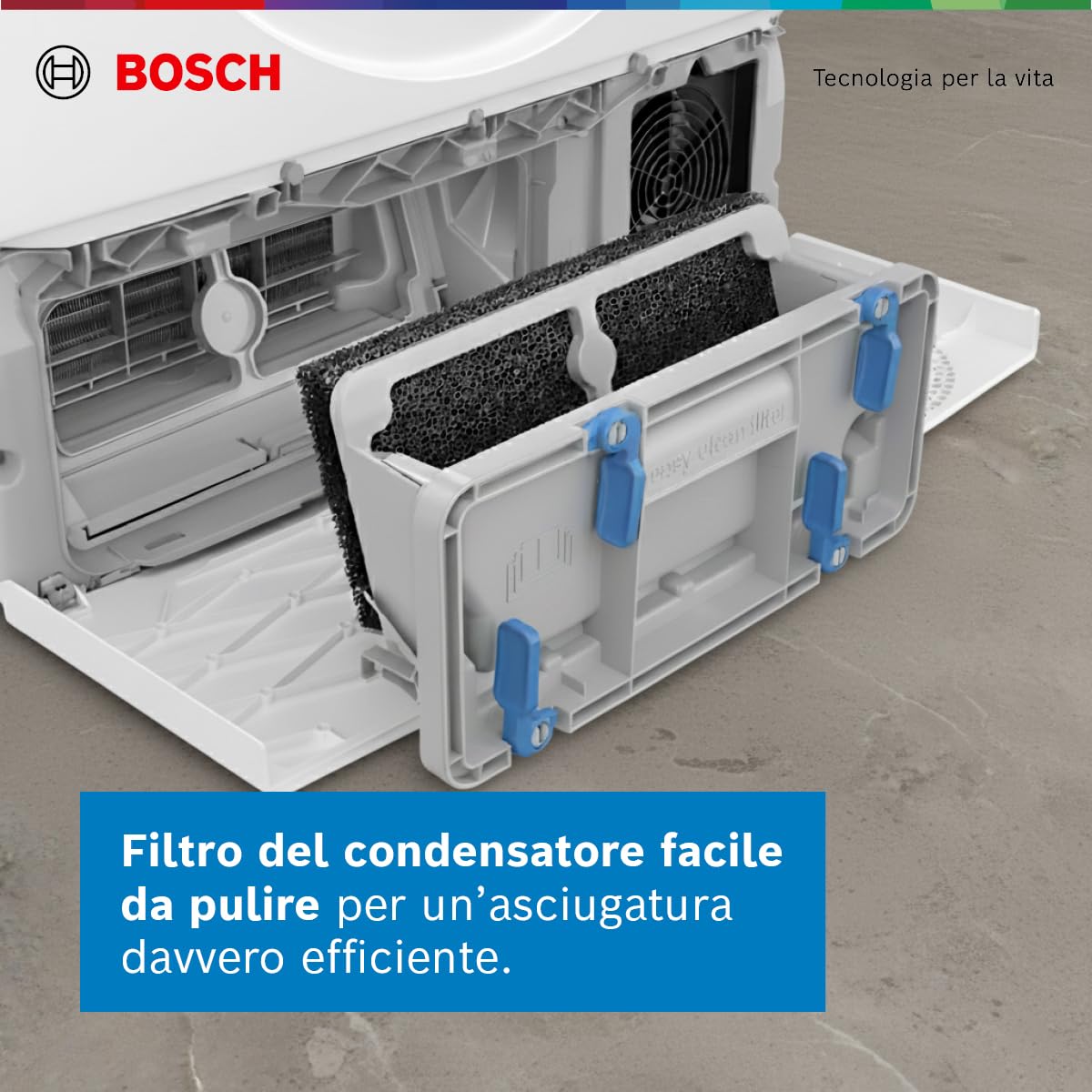 Bosch WTH85218II Serie 4 Asciugatrice smart a pompa di calore, 8 kg, Classe energetica D, Sensori di asciugatura intelligenti, Filtro semplice da pulire, Consumi ridotti,Bianco, 60 Cm