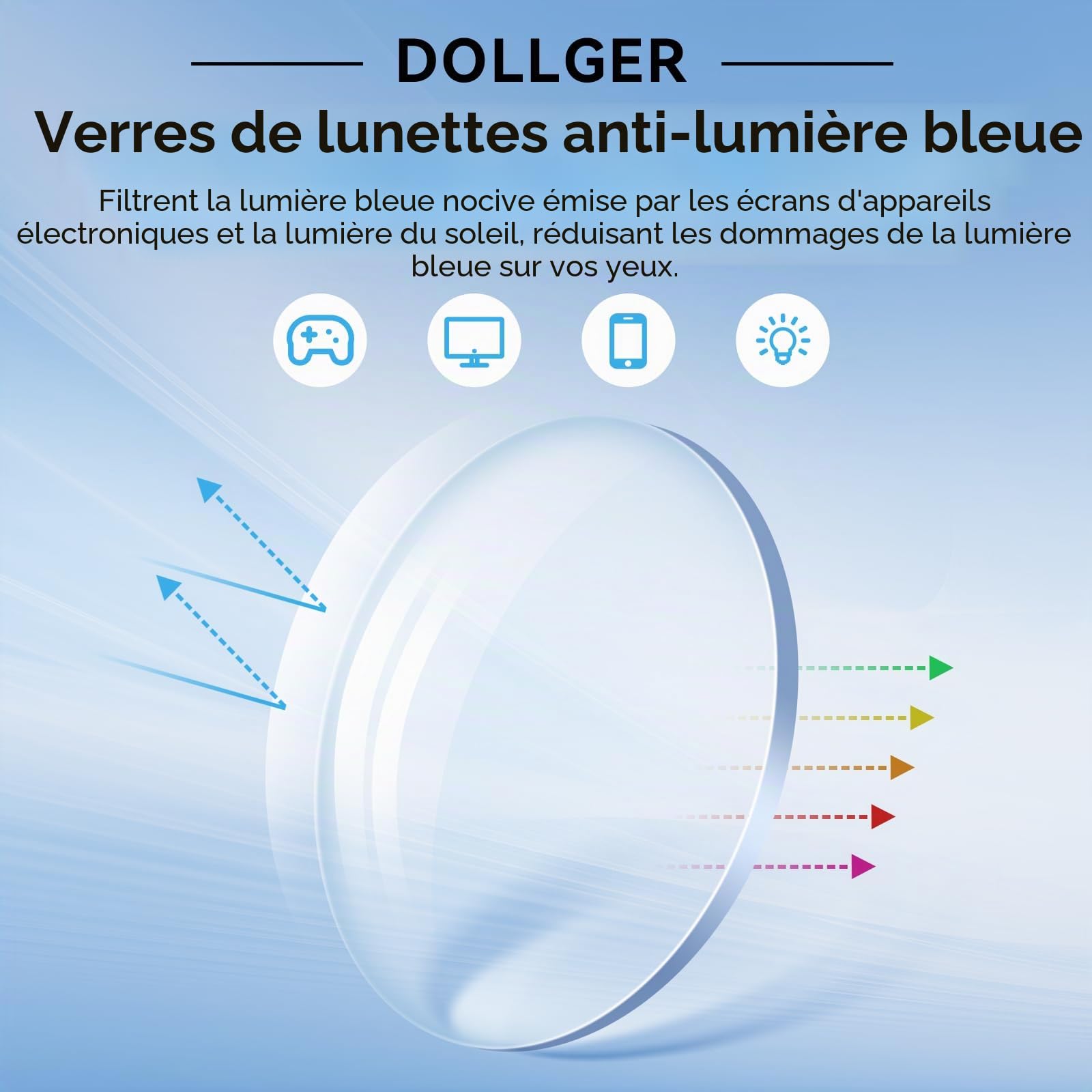 Dollger Blue Light Blocking Lunettes Femmes Hommes Lunettes d'ordinateur Protection UV400 TR90 Square Lunettes Blue Light