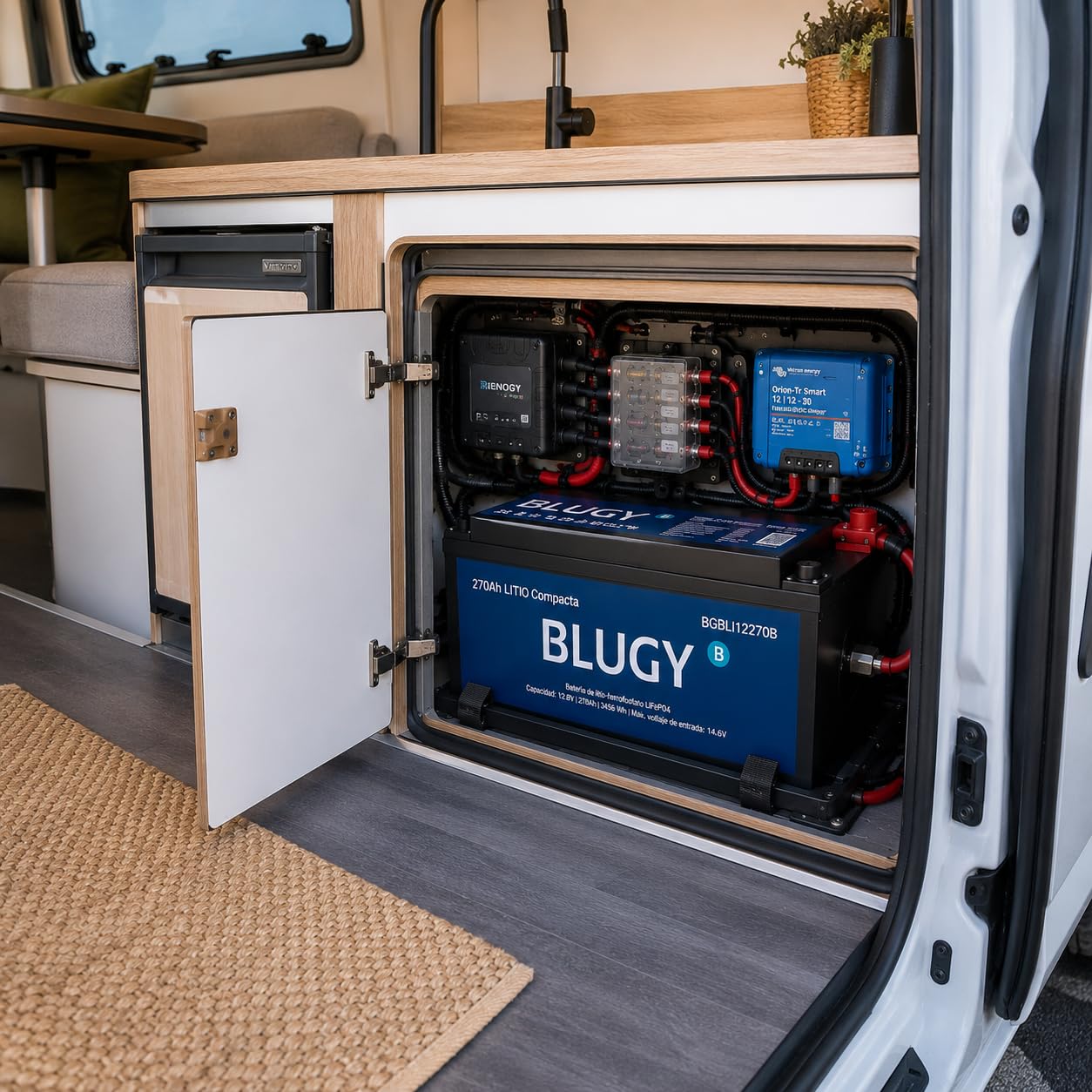 Batería de Litio LiFePO4 12V 270Ah para Autocaravana, Camper, Caravana, Barco y Vehículos Recreativos, Larga Duración +4000 Ciclos, Ligera y de Alto Rendimiento, con BMS