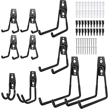10 PCS Gancho Pesado de Pared Soporte de Pared Ganchos Pesados para Colgar Bici Herramientas Escaleras Colgador con 2 Tornillos de Fijación en Taller ...