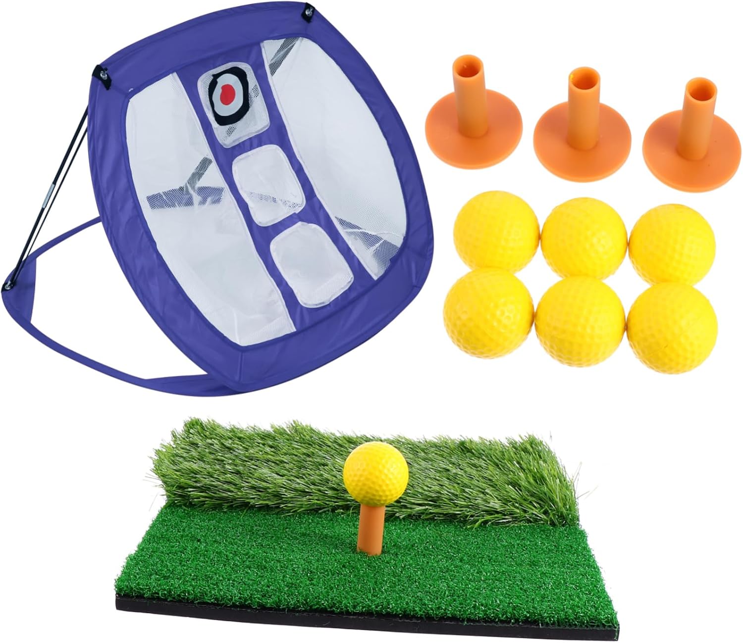 1set Nylon Golf Training Nets Hitting Mat Portable Chipping Practice Use Includes Tee Holders and Pu