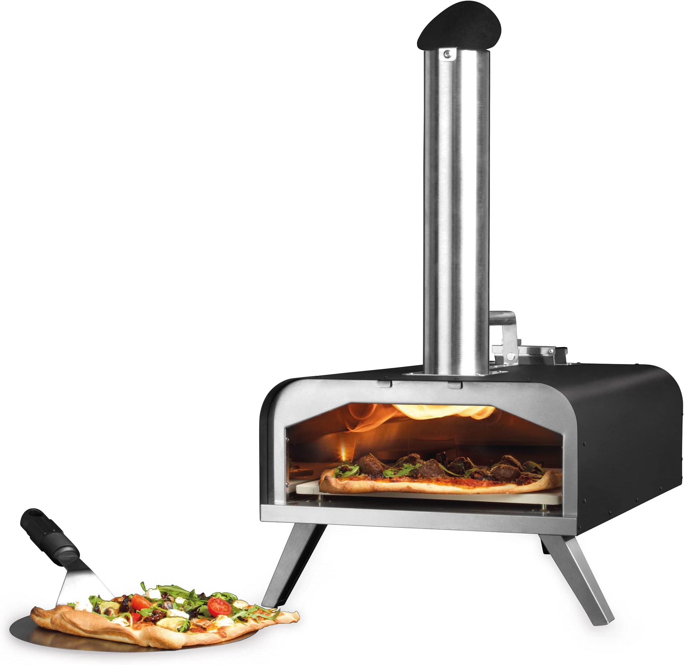 Salter Professional EK4923 Wood Pellet 12” Outdoor Portable Pizza Oven, Reaches 500°C in 10 Minutes, Authentic Wood Fire Pizza & Chargrill BBQ Cooker, Stone Bake Pizza in 60 Seconds, Includes Paddle