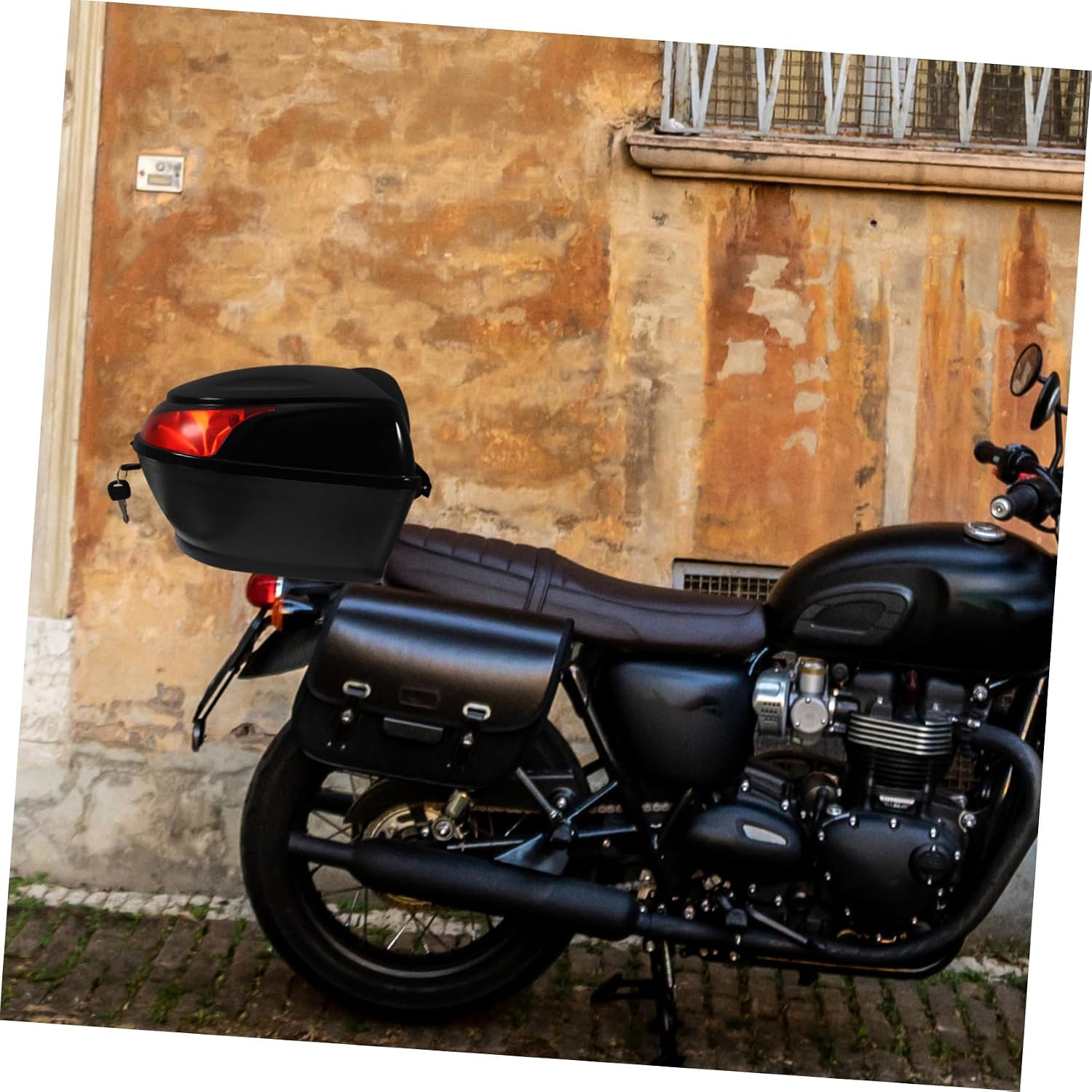 Motorcycle Rear Bag Black Storage Case for Scooter Motorcycle Easy to Install Heat Resistant Material for Travel Trunk Luggage Box Needs