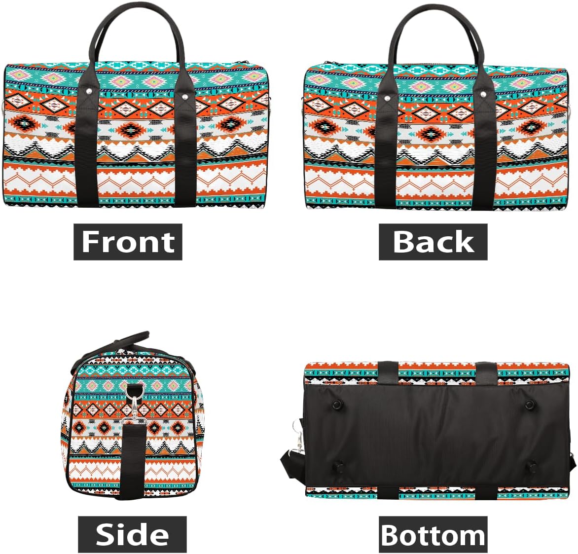 Travel Duffel Bag for Women Men Aztec Western Ethnic Geometry Sport Gym Tote Bag Lightweight Weekender Overnight Bag Workout Bag Waterproof Foldable Carry on Luggage Handbag for Traveling Yoge
