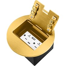Floor Outlet Deeper Recessed Floor Outlet Box Fast Charging 4.8A USB A+Type C Port 20 Amp Receptacle Kit Gold, USB A+C