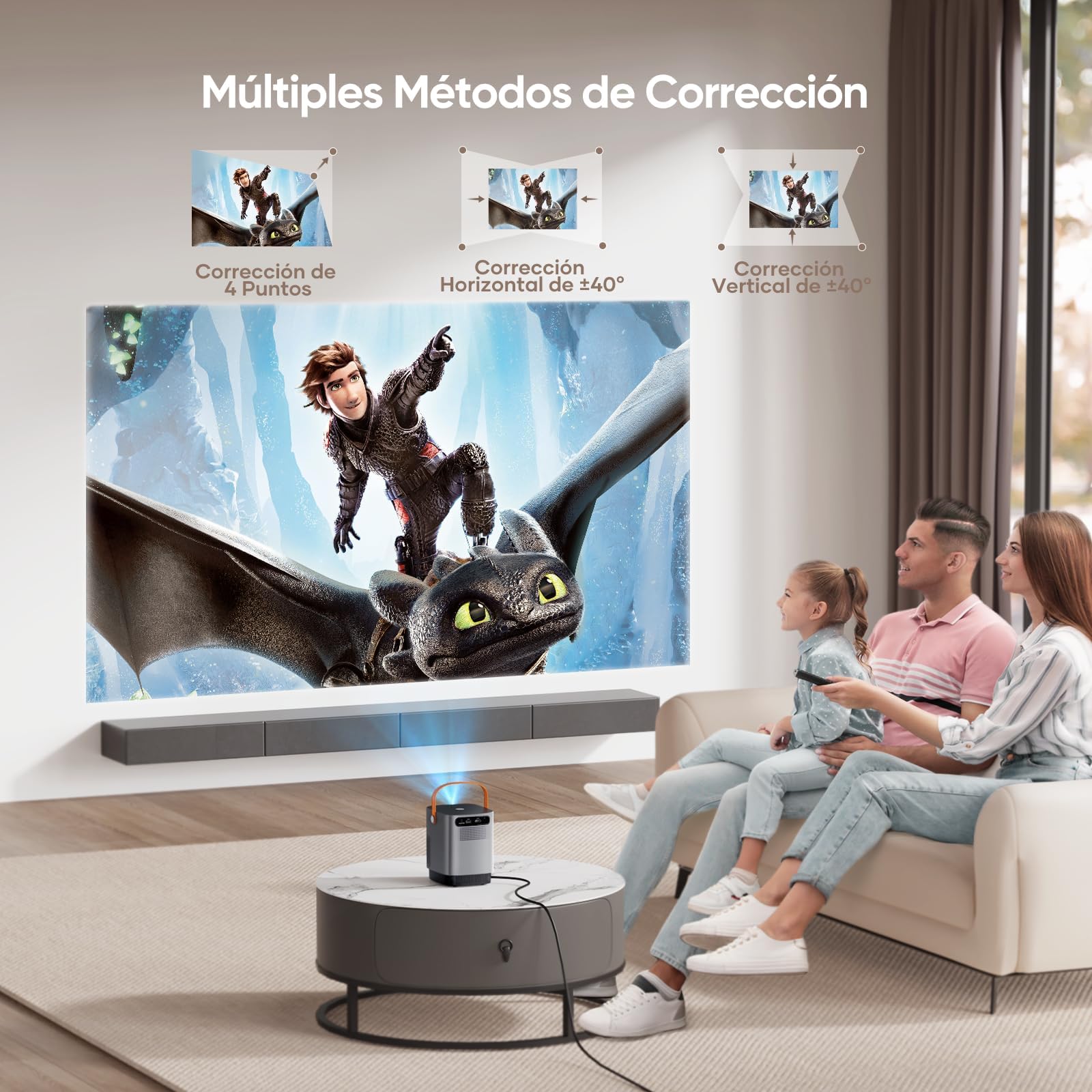 Proiettore Portatile 25000 Lumen Videoproiettore WiFi Bluetooth Supporto Full HD 1080P, TOPTRO Mini Proiettore Home Cinema per Smartphone/TV Stick/HDMI/USB/Outdoor con Zoom