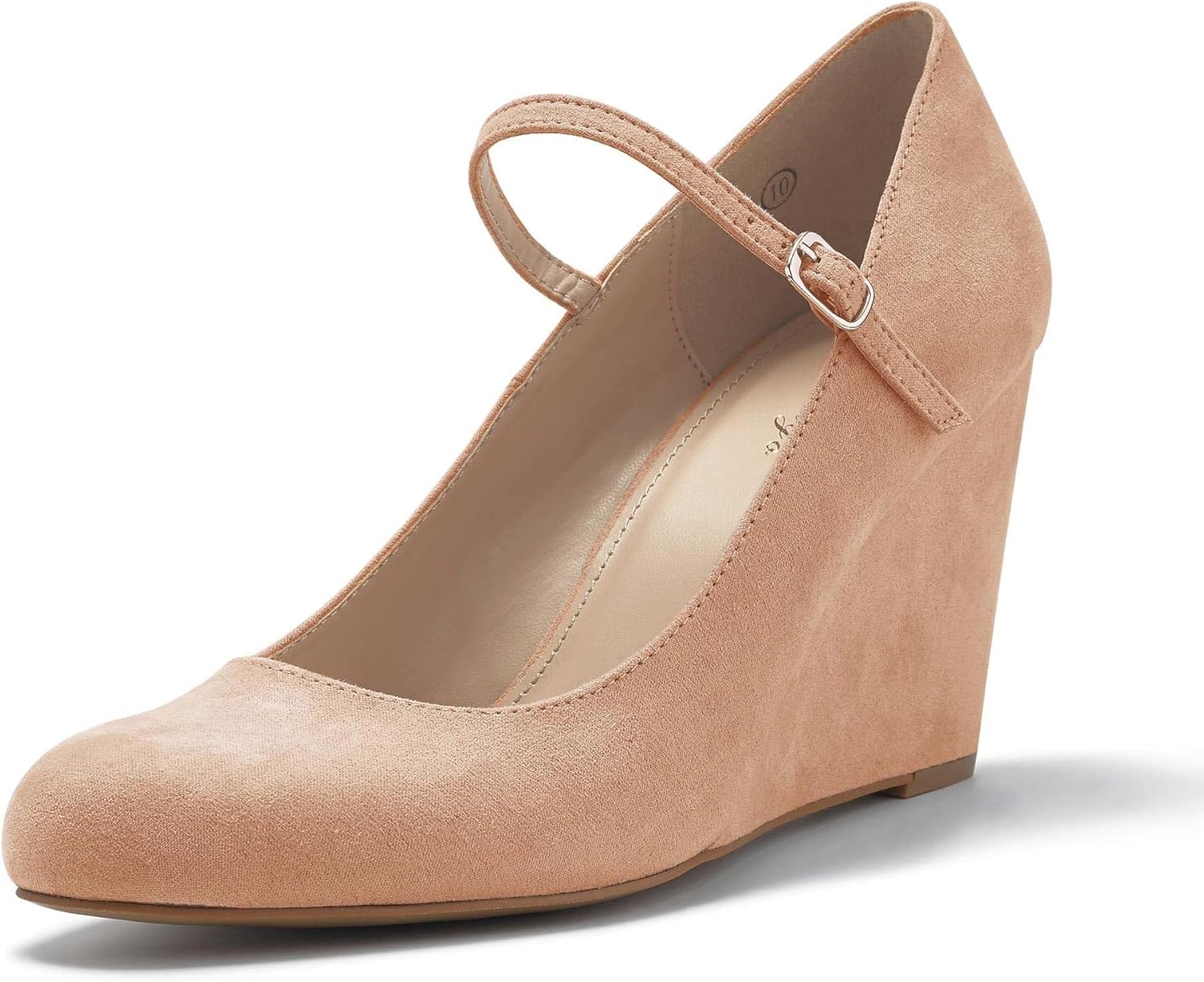 Coutgo Womens Wedge Pumps Dressy Mary Jane Shoes Comfort Wedges Closed Toe Ankle Strap Heeled Shoes