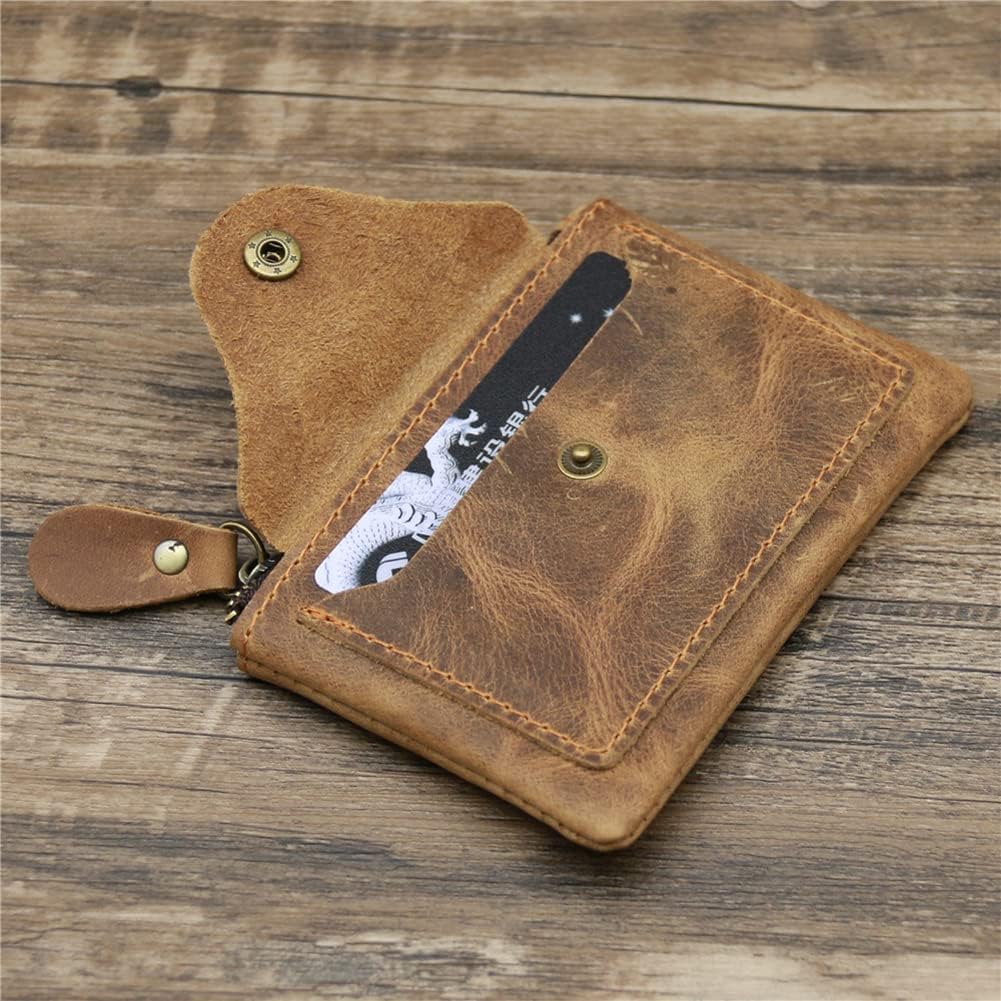 1 Pcs Leather Zipper Coin Purse Wallet With Card Slots, Coin Organizer, Change Holder,Card Case, Leather Zipper Storage Bag for Men & Women