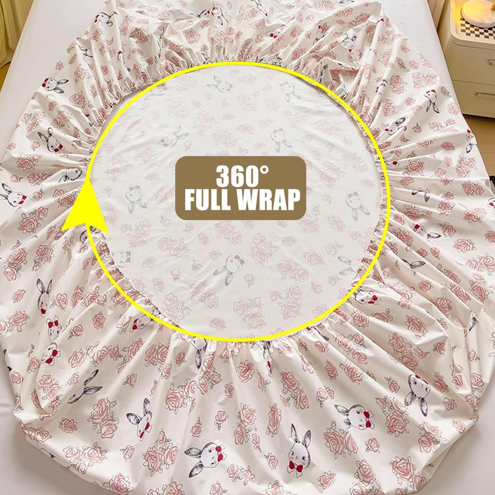 Greenb,150 * 200cmQUEEN,LDLCYCN Waterproof Mattress Protector Queen King Full Size Fitted Sheet with 360° Elastic Band Full Wrap Washed Cotton Fabric Mattress Cover Bed Cover Dustproof Washable