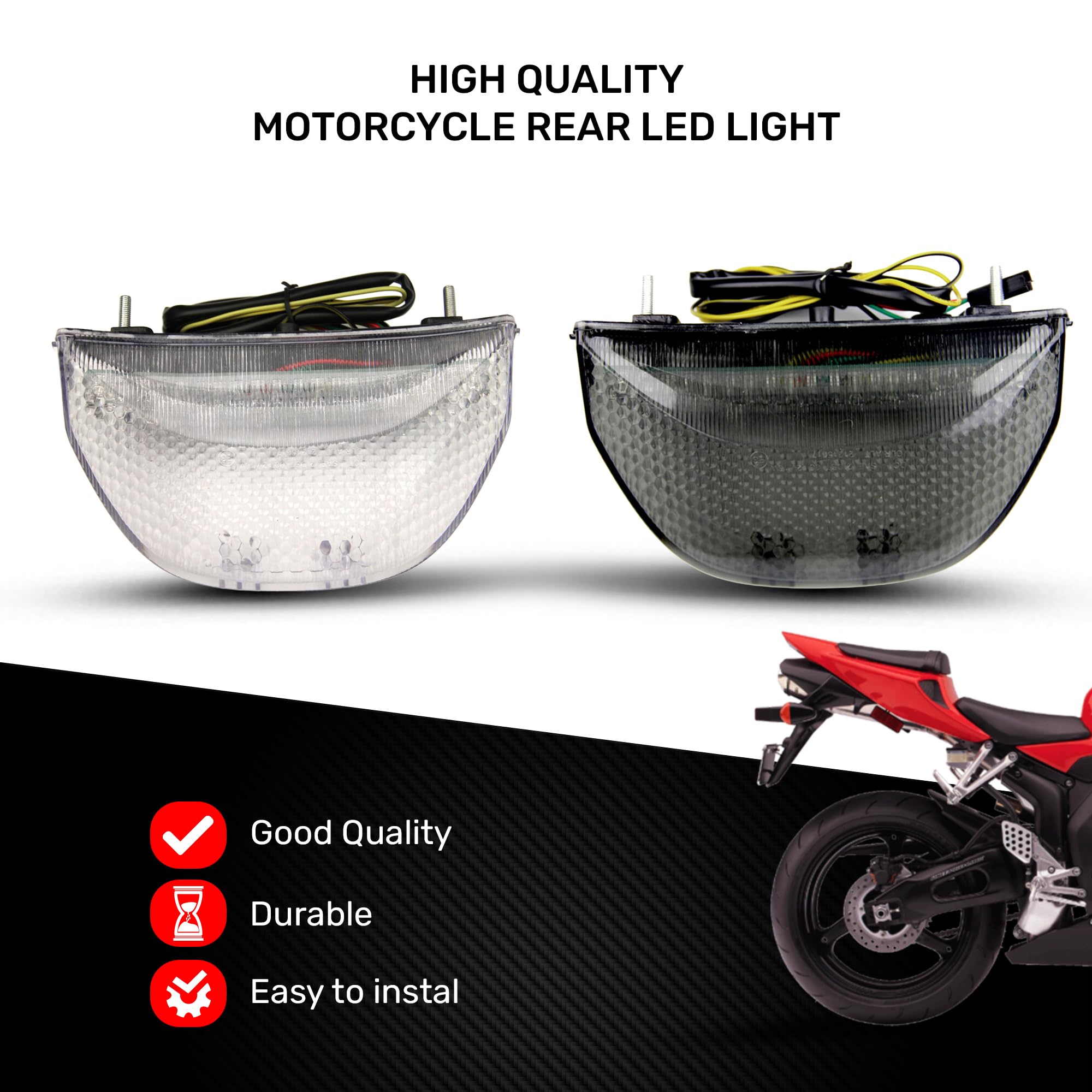 avdb-moto Światło tylne/stop LED kompatybilne z HONDA CBF 1000 CBF1000 SC64 2010-2015, CBR 600 RR 600RR PC37 2003-2006, 1000RR SC57 2004-05 + Wbudowane kierunkowskazy (Czarny przydymiony)