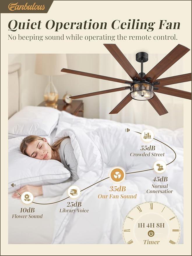 Ventilador de Techo 72 Pulgadas con Luz y Control Remoto, 6 miniatura 5