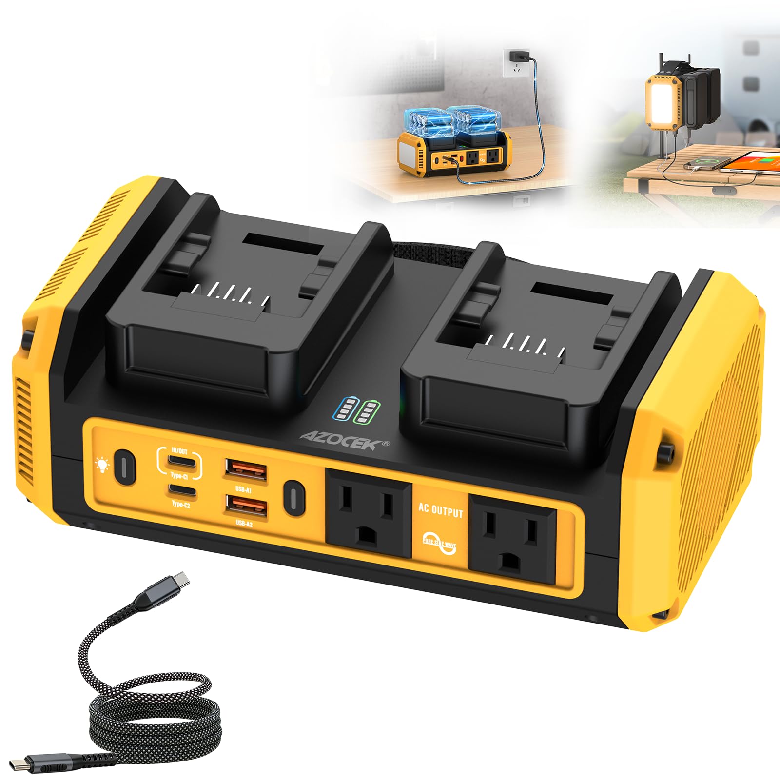 スマホアクセサリー POWER INVERTER Amazon.com: Azocek 350W Power Inverter Pure Sine Wave Compatible