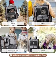 Lekespring 2in1 Kisállat Hordozó Hátizsák Trolley Funkcióval - Bővíthető Szürke Kutyahordozó 10kg-ig, Kényelmes Utazótáska Kistestű Kutyákna 7