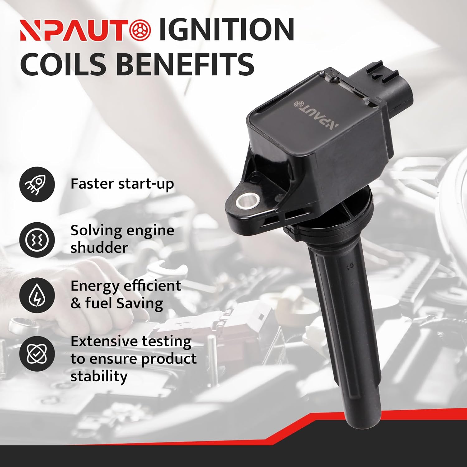 NPAUTO Ignition Coil Pack Compatible with 2.0L 2.0 2007 2008 2009 Suzuki SX4 SX-4, 2.7L 2.7 2006 07 08 Suzuki Grand Vitara, UF562 33400-65J00 C1728, Set of 4