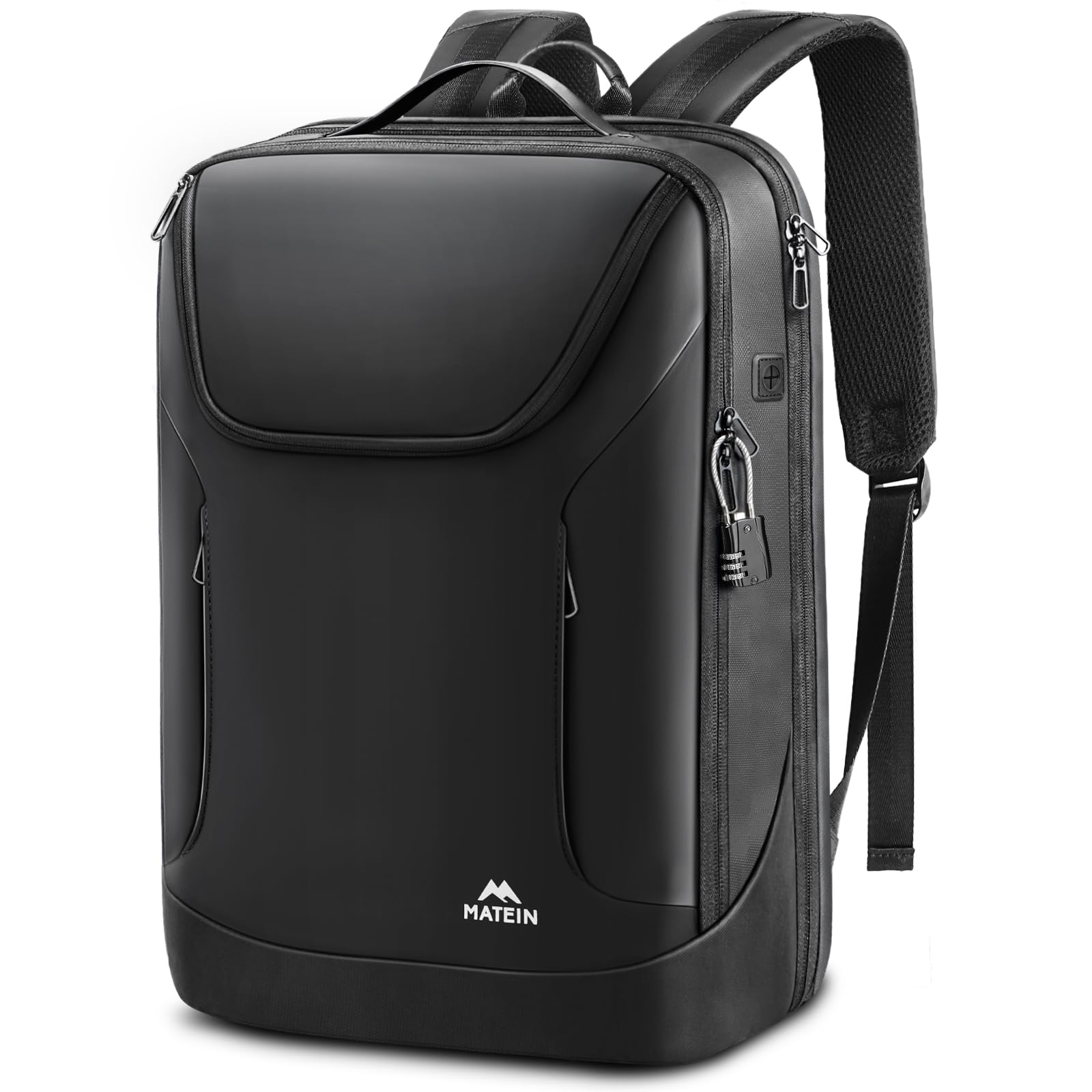 MATEIN Waterproof Laptop Backpack for Men Work, Anti Theft 17 Inch Business Backpack with Lock, Large TSA Tech Backpacks College Computer Back Pack Office Travel, Black : Electronics