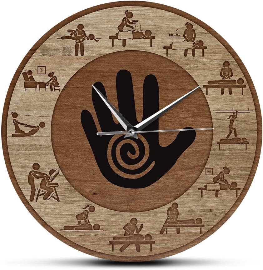 The Geeky Days Massage Physical Therapy Printed Wall Clock Silent Quartz Massage People Relax Body Care Spa Salon Therapist Watch Office Business Sign Gifts for Massage Therapists Women