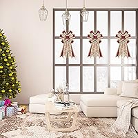 Vista 6 de Lazos para Coronas de Navidad, Lazos de Decoración Navideña Let It Snow Words, Lazos de Arpillera para Coronas, Lazos de Cinta de Navidad, Lazos