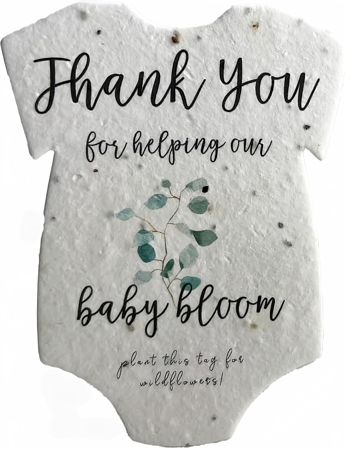 Infant Bodysuit Shape Thank You Baby Blooms Seed Paper 3" x 2" Set of 12 (Blue)