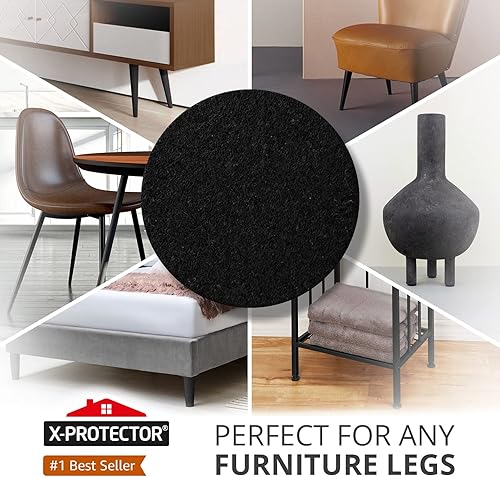 Miniatura 2 de X-PROTECTOR - Almohadillas de fieltro para muebles, 8 piezas, hojas de fieltro negro resistentes de 6 x 4 38 pulgadas. Corta almohadillas grandes