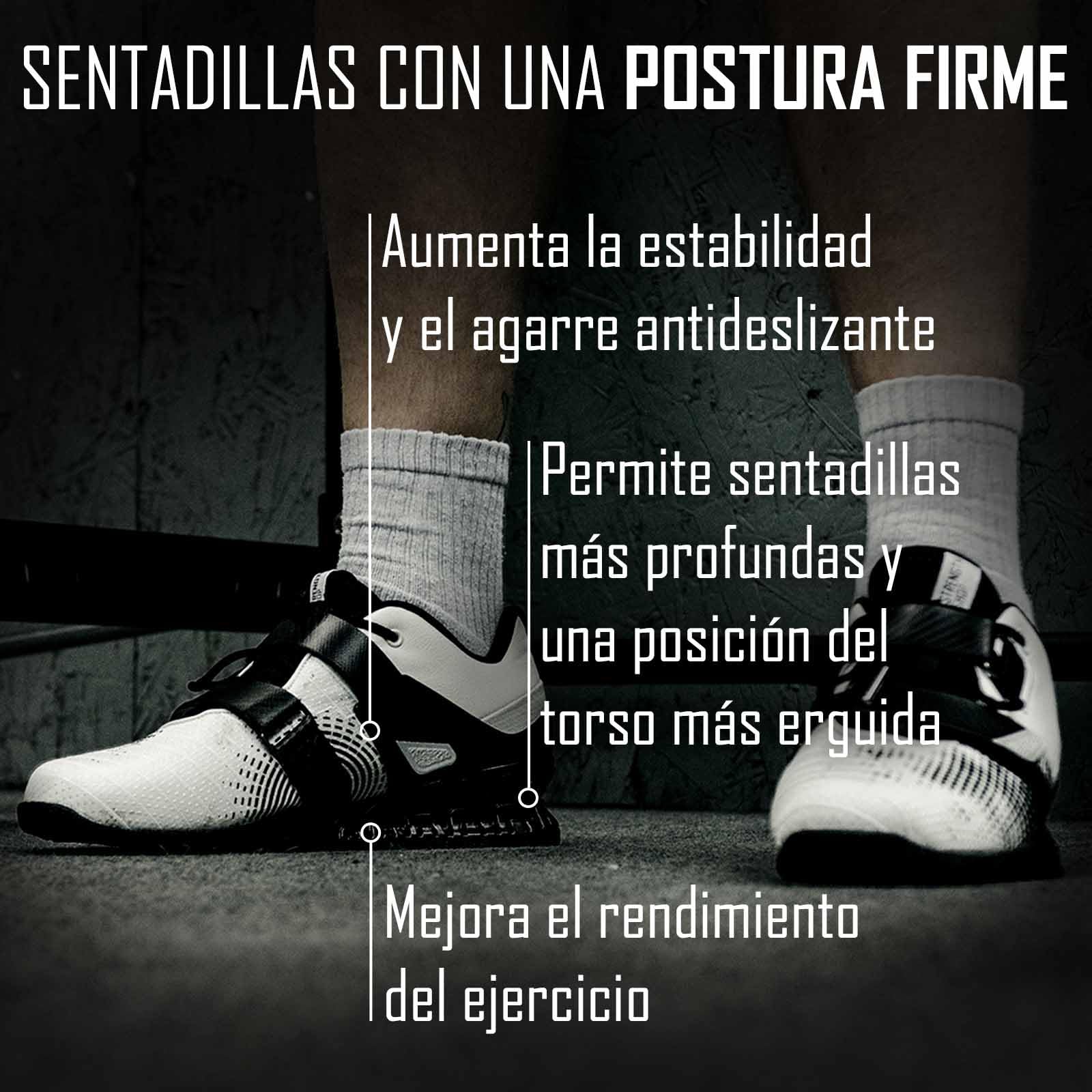 Strength Shop Par de Zapatillas Halterofilia Hombre y Mujer con talón de plástico rígido (2,3 cm), Muy Antideslizantes, Zapatillas Halterofilia con Suela rígida de Goma/TPU y Doble Cierre