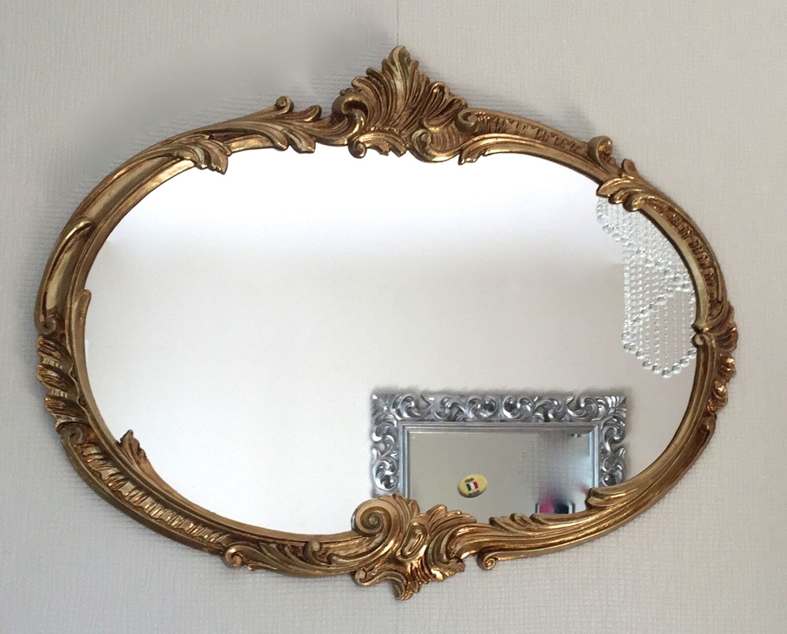 Espejo de pared ovalado dorado antiguo 52 x 42 espejo de baño vintage retro