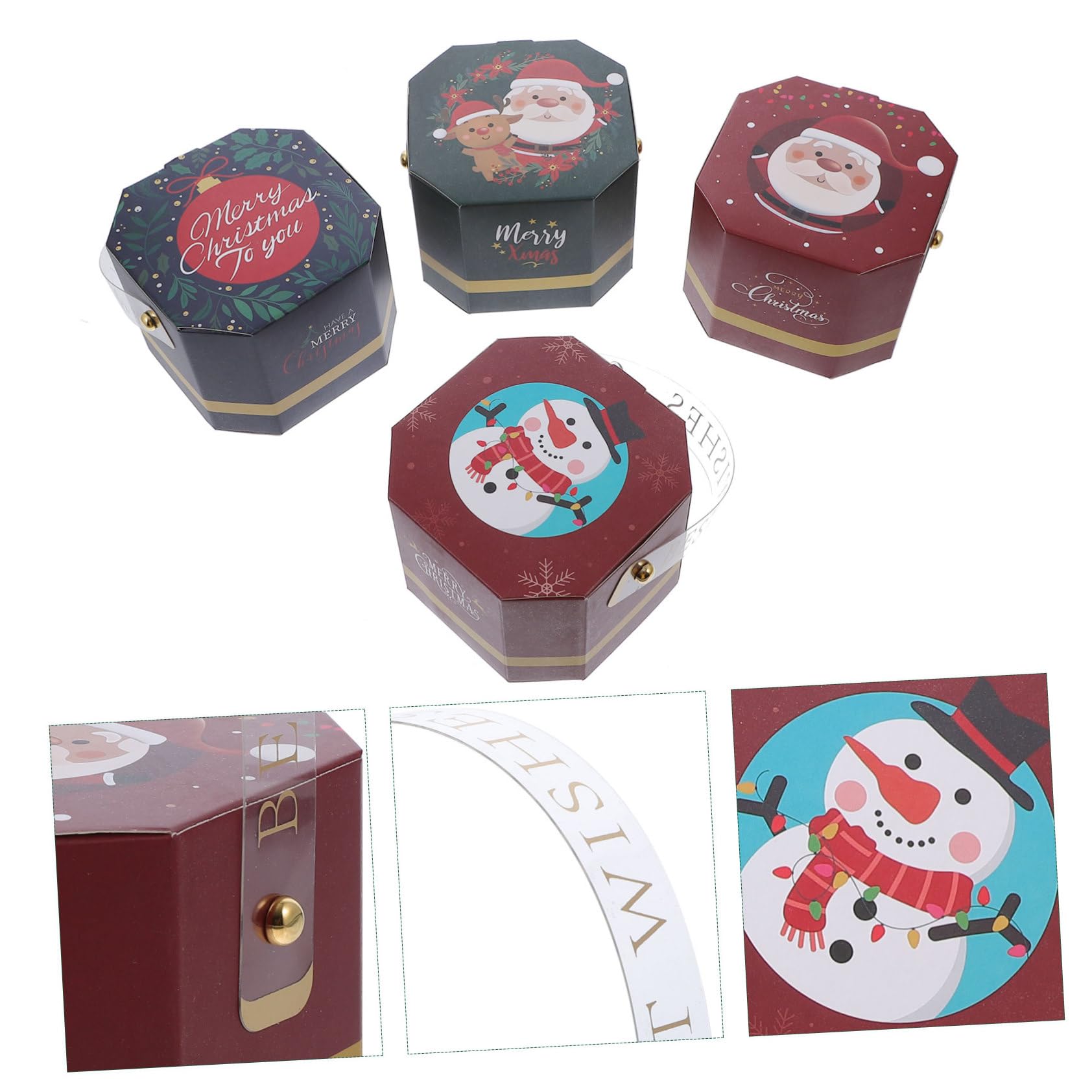 FOMIYES 60 Piezas Caja De De Navidad Cajas De Papel De Dulces De Navidad Cajas De Galletas Navideñas Cajas De Carton Con Asas Decoraciones De De Favor De