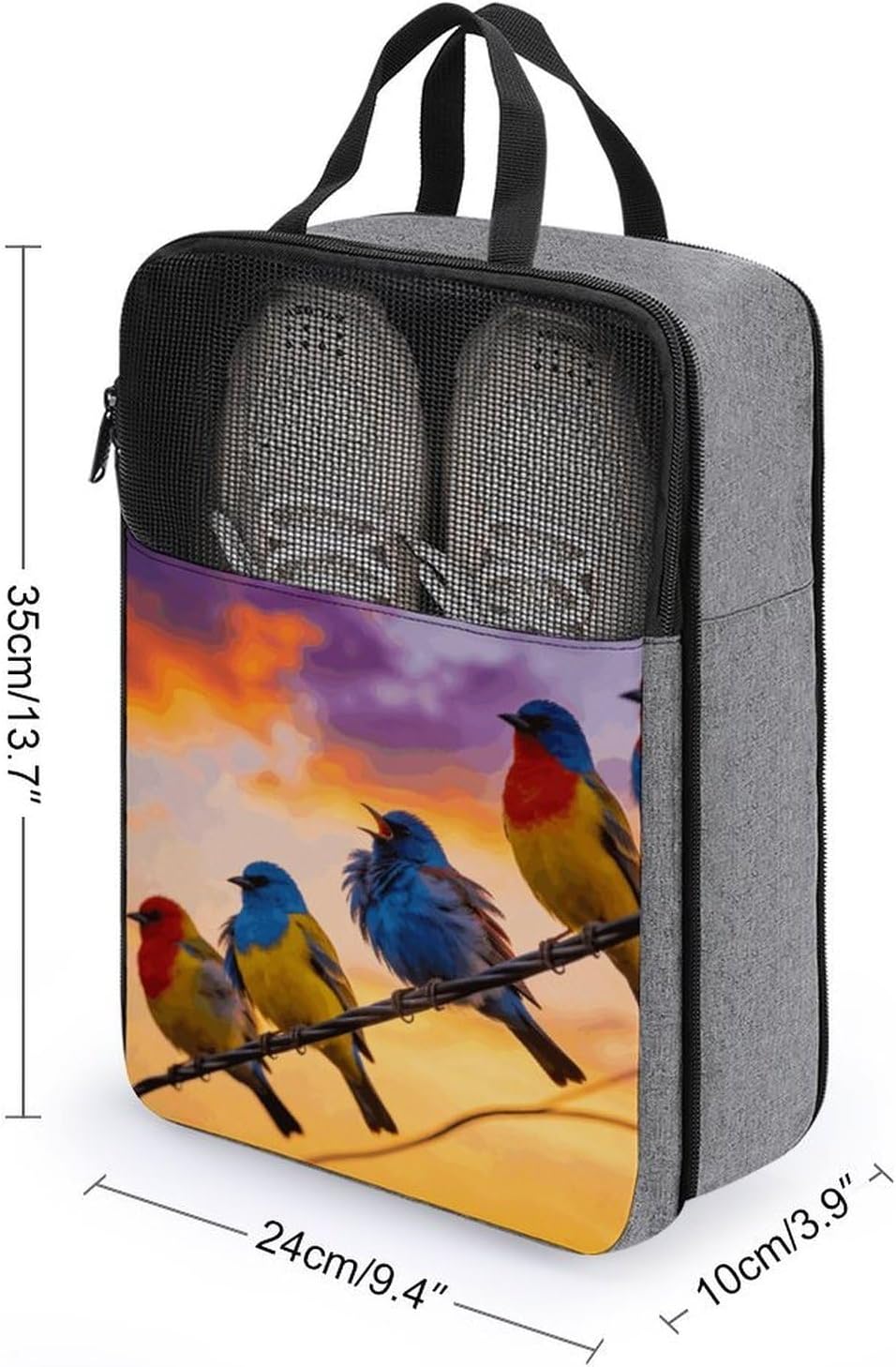 Birdies on Wire Shoe Bag for Travel Waterproof Shoe Pouch Travel Shoe Organizer with Zipper Portable Shoes Storage Bag Shoe Packing Cubes Soccer Cleats Bag for Men Women image 2