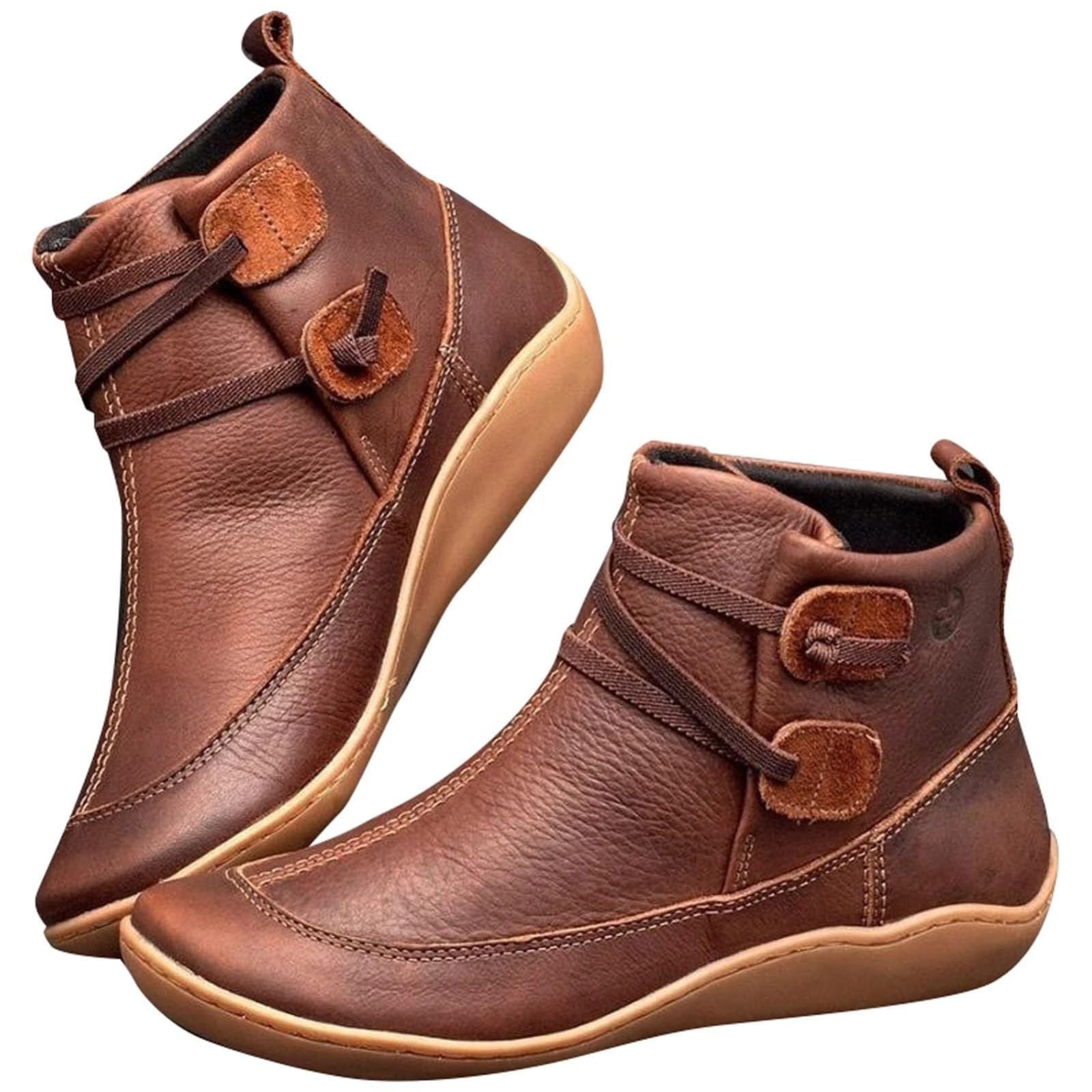 Fall Boots for Women 2025 Womens Vintage Casual Short Ankle Boots Arch Support Fashion No Heel Lace Up