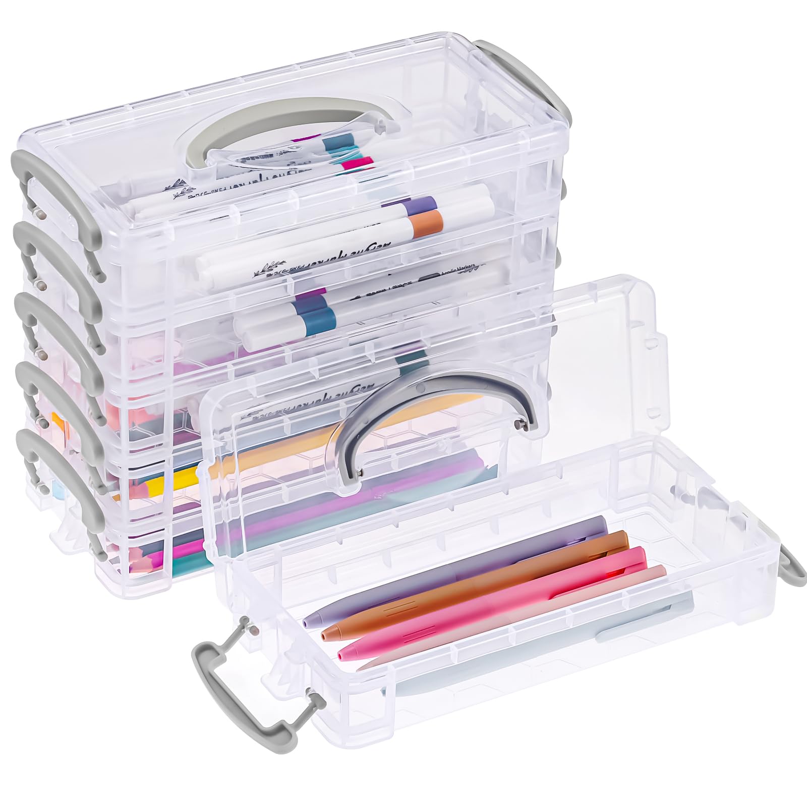 Transparente Stiftebox Mit Deckel - Stapelbare Aufbewahrung Für Stifte & Bastelbedarf - PP-Kunststoff Organizer