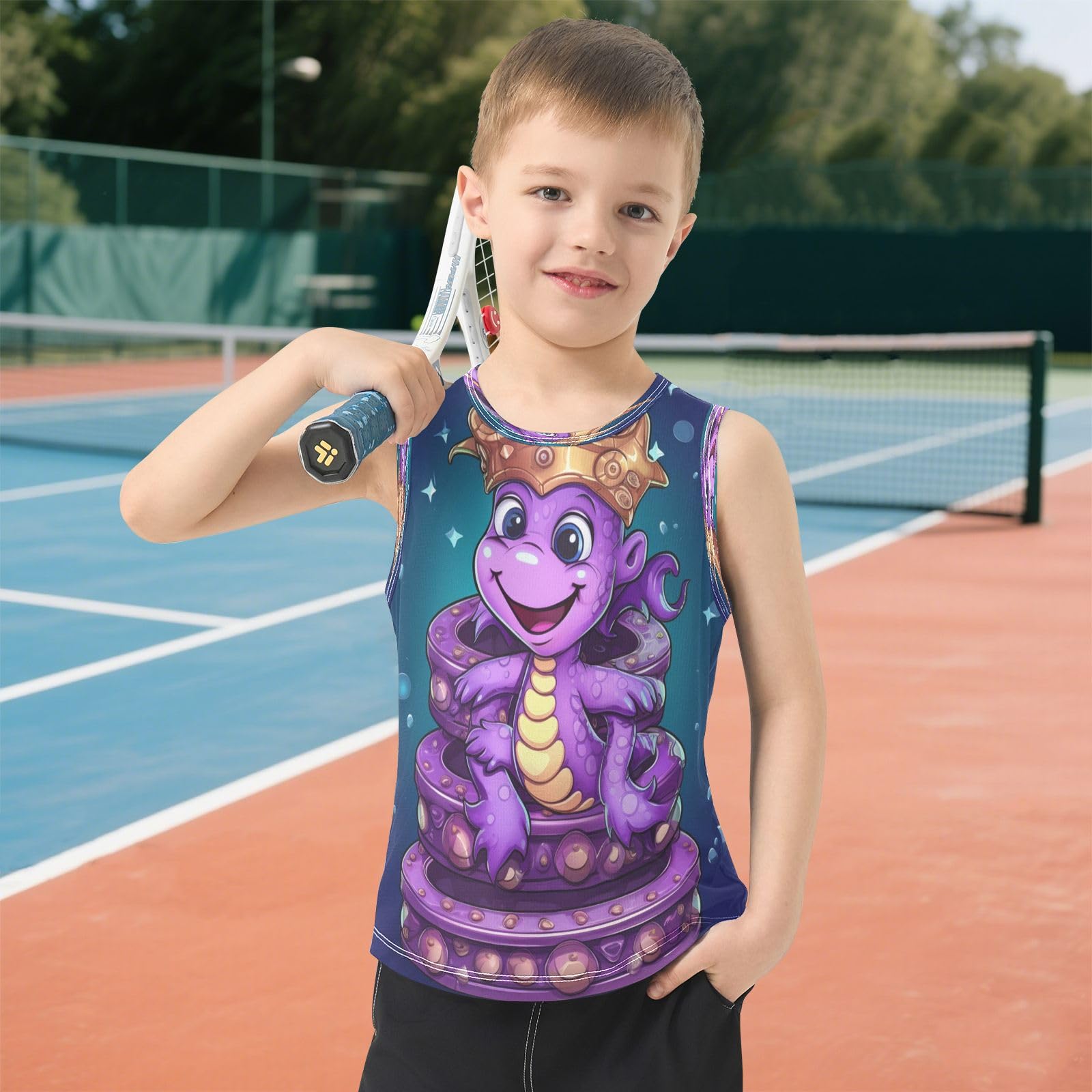 Lindo Doodle Animal Caballito De Mar Camisetas Sin Mangas Tipo Tank Top para Niños Jóvenes Ideales para Actividades Deportivas