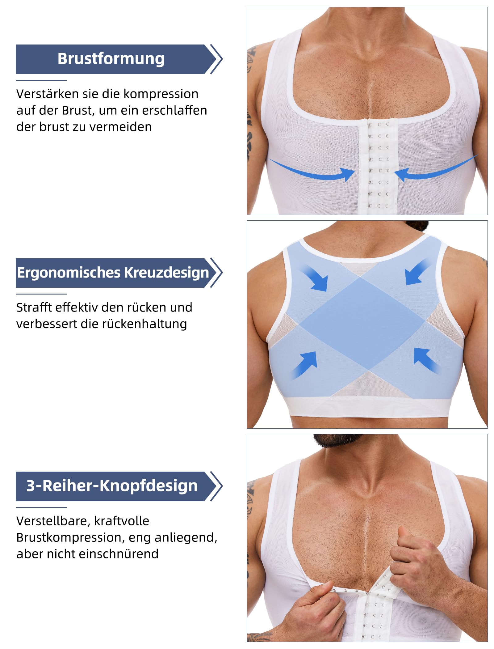 MISS MOLY Shapewear Herren Brust Binder Herren Ärmellos Binder Trans Tight Kompression Korsett Männer Elastische Bauchweg Unterhemd Figurformend Body Shaper Weste