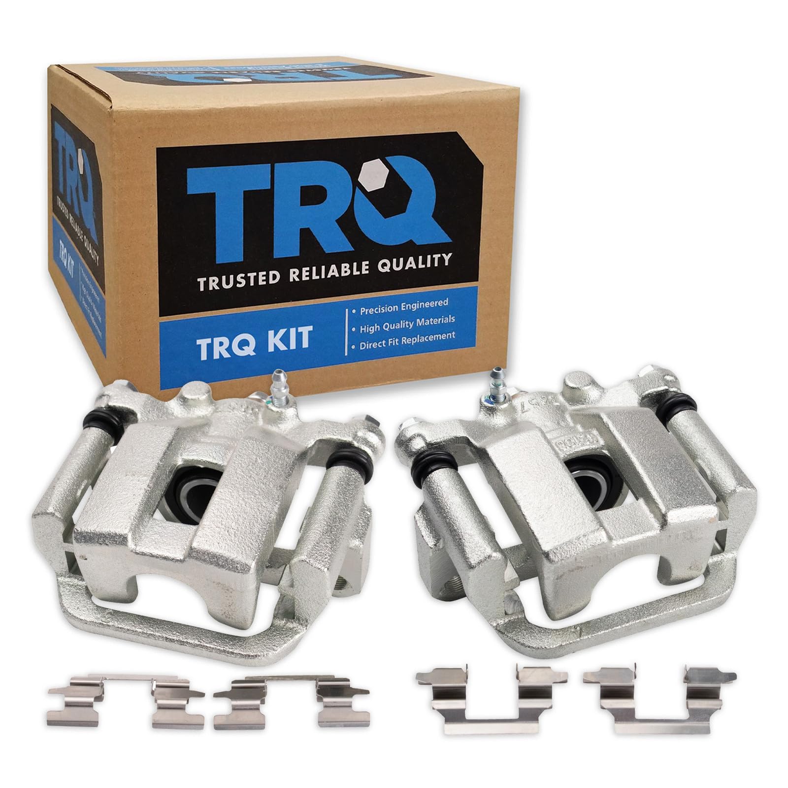 TRQ Rear Driver and Passenger Side Brake Caliper Set Caliper Brackets