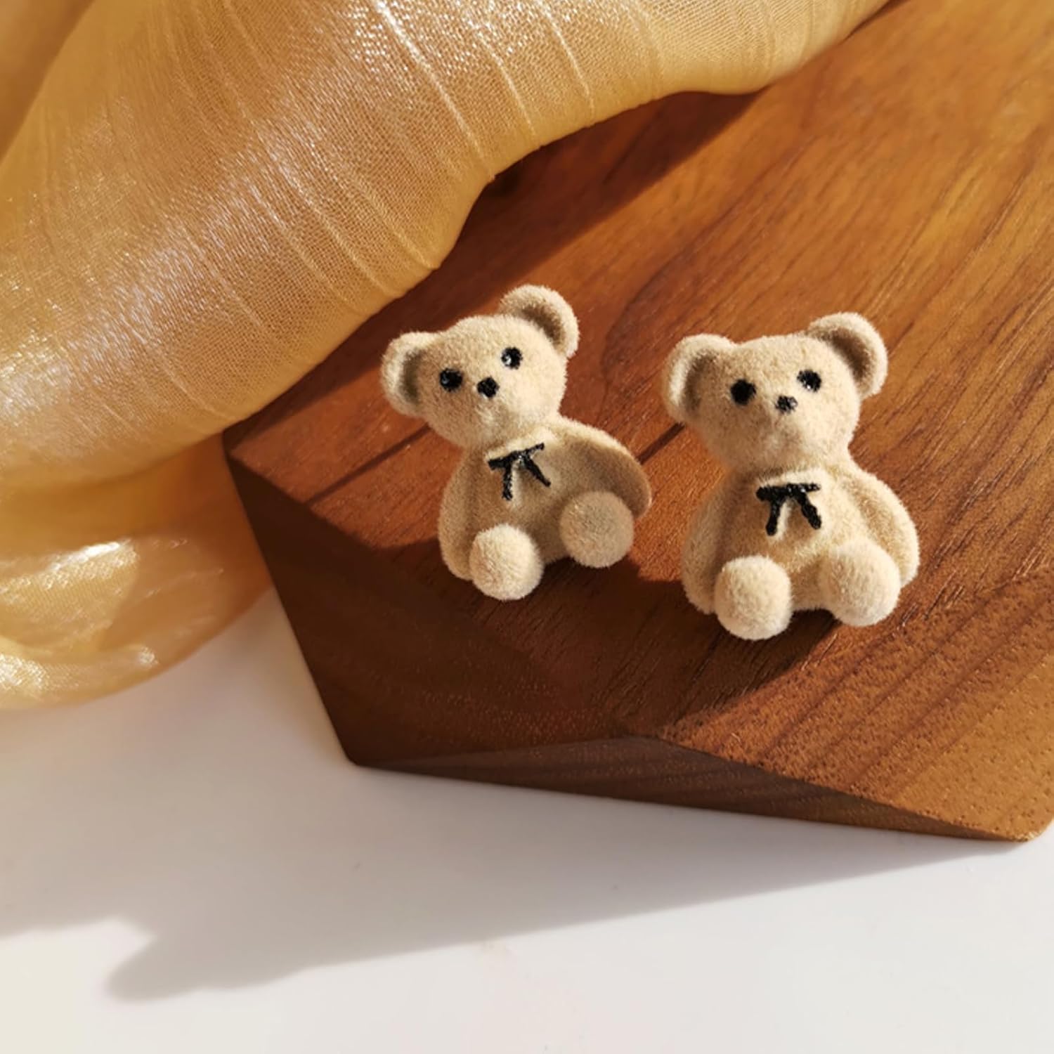 Plush Bear Earrings for Women, Soft Brown Faux Fur Dangle Earrings, Cute Kawaii Animal - Image 5