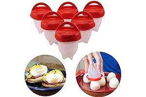 LANJILIFE 6-Piece Non-Stick Silicone Egg Cooker Set for Hard Boiled Eggs