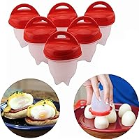 Vista 1 de LANJILIFE Olla para huevos – Huevos duros sin cáscara, juego de 6 unidades de cocina de silicona antiadherente para cocer huevos, huevos hervidos