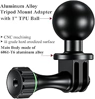 Vista 2 de BRCOVAN Adaptador de montaje de trípode de bola de 1 pulgada con rosca de cámara de 1/4 "-20, aleación de aluminio, compatible con soportes RAM