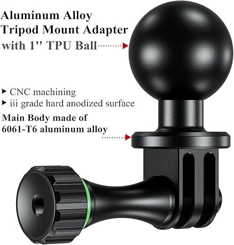 Miniatura 2 de BRCOVAN Adaptador de montaje de trípode de bola de 1 pulgada con rosca de cámara de 14 "-20, aleación de aluminio, compatible con soportes RAM