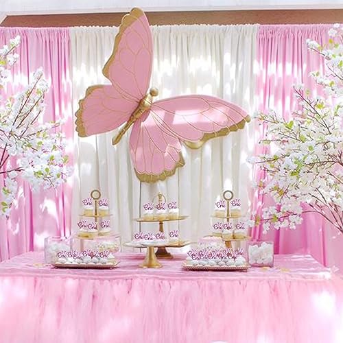 Miniatura 7 de Rsstarxi Paquete de 24 adornos de mariposa para cupcakes con purpurina para primer cumpleaños, mariposa, para baby shower, niños y niñas,