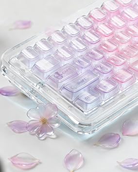 115 Keys MDA Profile Keycaps Set, Crystal Clear Jelly Keycaps, ANSI/ISO Layout Cherry MX for Mechanical Keyboard for 61/68/84/87/98/99/100/104/108 Keys