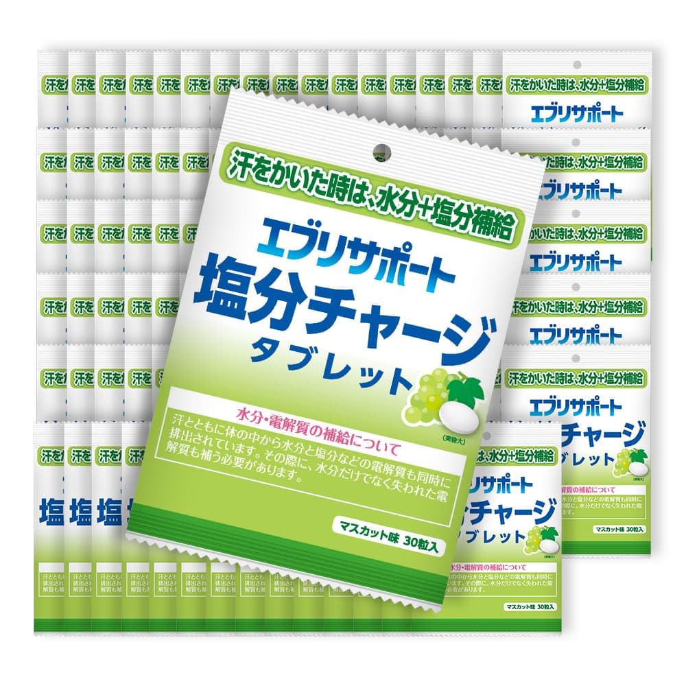 エブリサポート 塩分補給 塩分チャージ タブレット マスカット味 3000粒（30粒入×100袋） 塩分タブレット Amazon.co.jp: エブリサポート 塩分チャージタブレット マスカット味