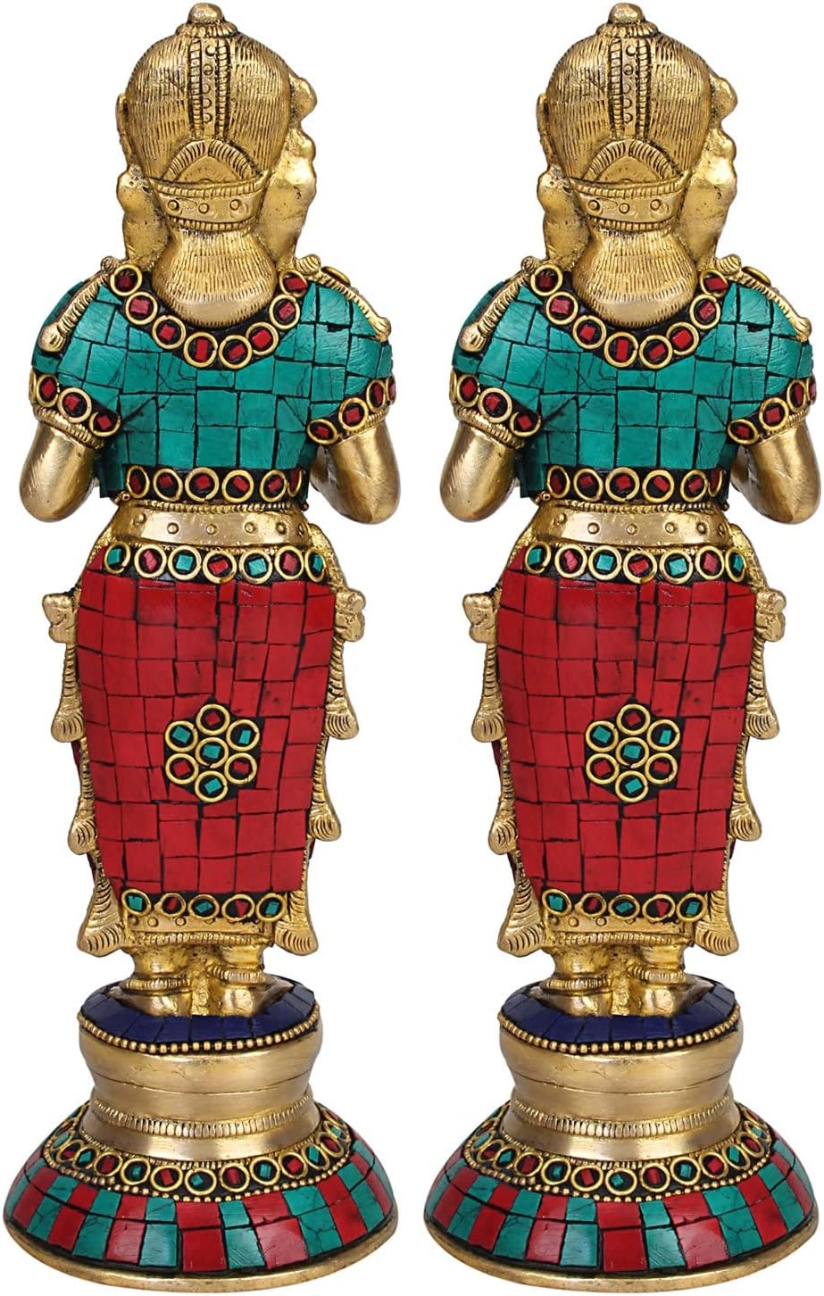 Kartique Brass Standing Lady with Large Diya for Home Entrance Decor Puja Room Meenakshi Devi Holding Oil Lamp Deep Laxmi Deepak Deepam Diwali Gift Multicolor Color Height 9 Inch