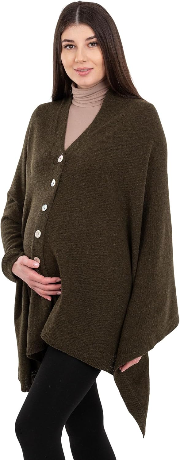 SAOL Pregnancy Women's Shawl Wrap Poncho Knit Lambswool Scarf Cape Cardigan One Size