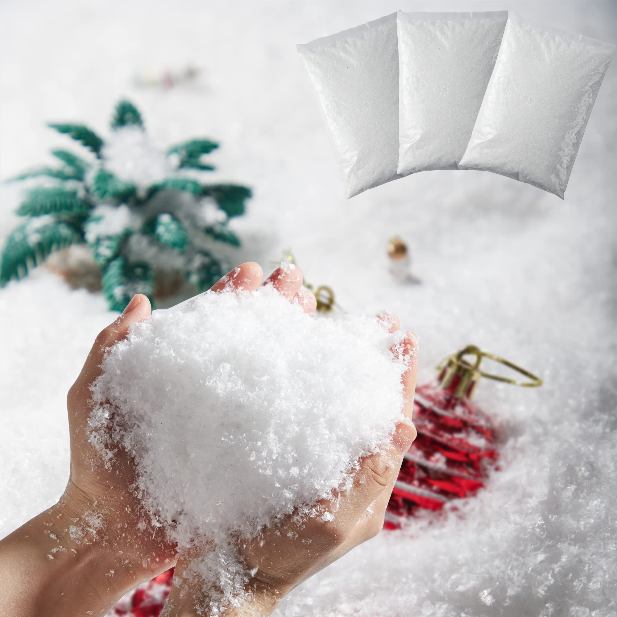 JOYIN 3 Packs 12 oz Christmas Artificial Snowflakes, Christmas Tree Decoration, Holiday Tree Decor, Xmas Home Decoration and Winter Displays