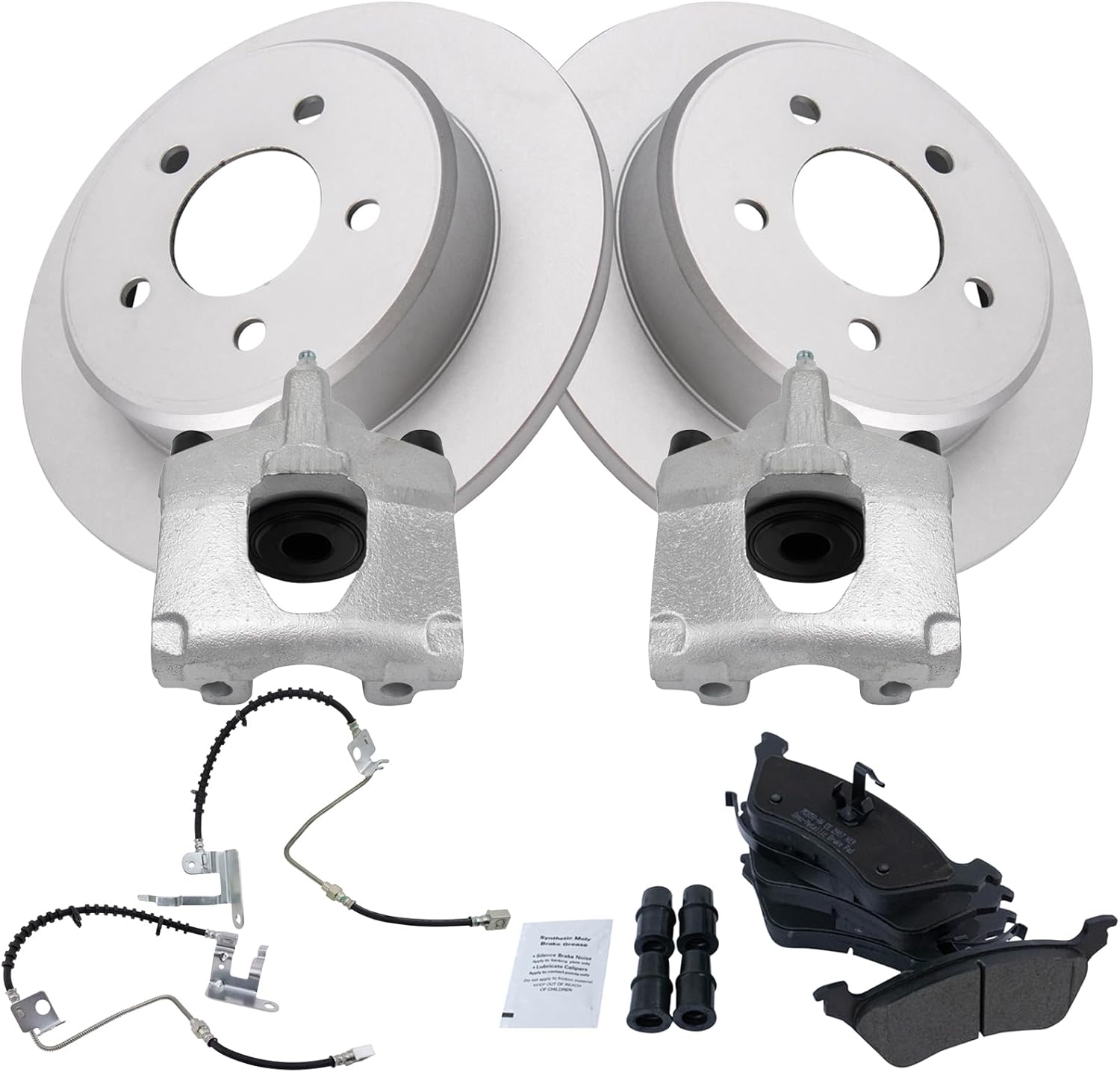 TRQ Rear Brake Pad & Rotor Kit Semi-Metallic Premium G-Coated Compatible with 2014 Kia Sorento